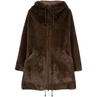 p.a.r.o.s.h. manteau zippé à capuche - marron