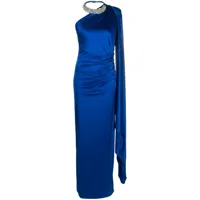 alexandre vauthier robe longue à manches drapées - bleu