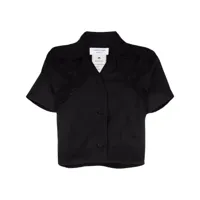marine serre chemise en coton household à coupe crop - noir