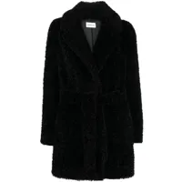 p.a.r.o.s.h. manteau en peau lainée artificielle à col v - noir