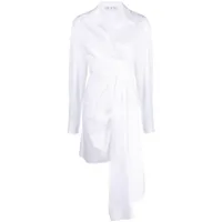 off-white robe-chemise drapée à design asymétrique - blanc
