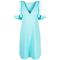 chiara boni la petite robe robe rema à col v - bleu