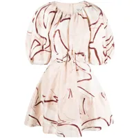 aje robe courte psychedelia à manches bouffantes - rose