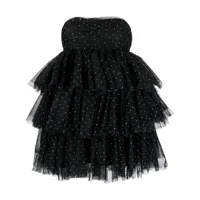 rotate birger christensen robe courte volantée à ornements en cristal - noir