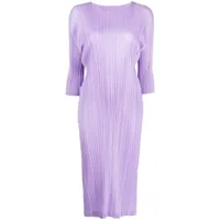 pleats please issey miyake robe mi-longue à design plissé - violet
