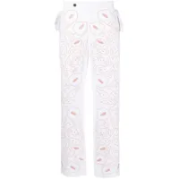bode pantalon pilea à fleurs brodées - blanc
