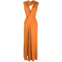 alberta ferretti robe longue à détails drapés - orange