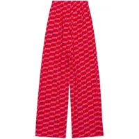 balenciaga pantalon bb monogram pyjama en soie - rouge