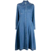 3.1 phillip lim robe mi-longue à coutures contrastantes - bleu