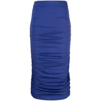 the andamane jupe mi-longue à design drapé - bleu