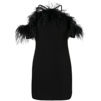 p.a.r.o.s.h. robe abito à détails de plumes - noir
