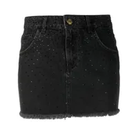 blumarine jupe en jean à ornements strassés - noir