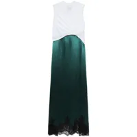 3.1 phillip lim robe mi-longue en coton à design drapé - vert