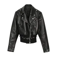 3.1 phillip lim veste de moto en cuir à taille ceinturée - noir