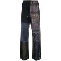 marine serre pantalon en soie à imprimé bandana - noir