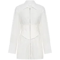 dion lee robe courte coton biologique à taille corset - blanc