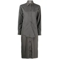 hermès robe-chemise à design superposé pre-owned (1990-2000) - gris