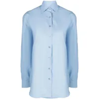 raf simons chemise en coton à patch logo - bleu
