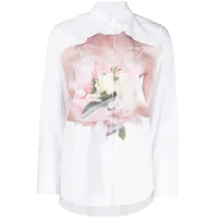 msgm robe-chemise en popeline - blanc