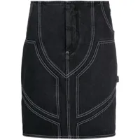 off-white jupe en jean à coutures contrastantes - noir