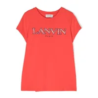 lanvin enfant t-shirt en coton biologique à logo appliqué - rouge