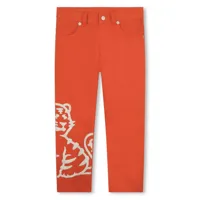 kenzo kids pantalon droit imprimé - orange