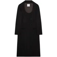 courrèges manteau à simple boutonnage en laine vierge à fines rayures - noir