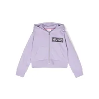 hugo kids veste zippée à logo imprimé - violet