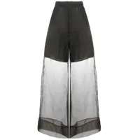 uma wang pantalon en soie à design superposé - gris