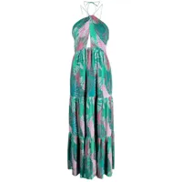 ba&sh robe longue nastasia à imprimé graphique - vert