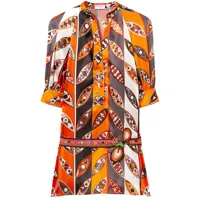 pucci robe-chemise courte à imprimé girandole - orange