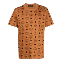 mcm t-shirt en coton à motif monogrammé - marron