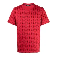 mcm t-shirt en coton à logo brodé - rouge