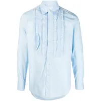 pt torino chemise à plastron contrastant - bleu