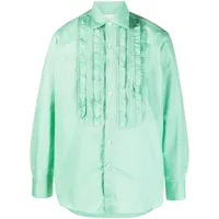 pt torino chemise en coton à plastron contrastant - vert