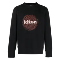 kiton sweat en coton stretch à logo imprimé - noir