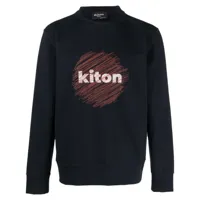 kiton sweat en coton à logo imprimé - bleu
