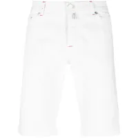 kiton short en jean à patch logo - blanc