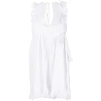 p.a.r.o.s.h. robe courte en lin à volants - blanc