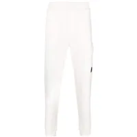 c.p. company pantalon de jogging en coton à plaque logo - blanc