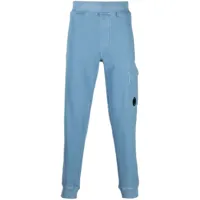 c.p. company pantalon de jogging en coton à plaque logo - bleu