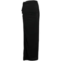 gauge81 jupe drapée hania à coupe longue - noir