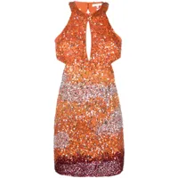 patrizia pepe robe courte en tulle à sequins - orange