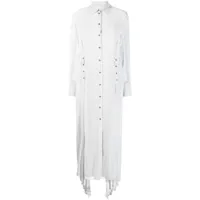patrizia pepe robe-chemise en soie à design plissé - gris