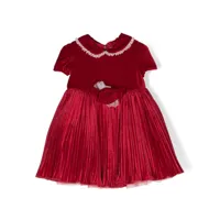 monnalisa robe plissée à manches courtes - rouge