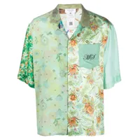 marine serre chemise en soie à fleurs - vert