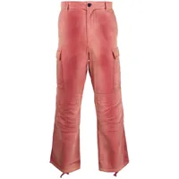 heron preston pantalon cargo à effet usé - rouge