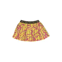 versace kids jupe plissée à imprimé baroque - jaune