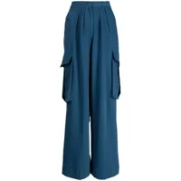 bambah pantalon en crêpe blue delfin à poches cargo - bleu