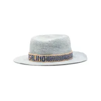 borsalino chapeau panama en paille tressée - bleu